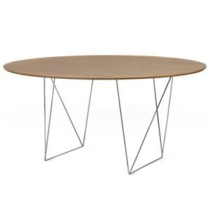 Stół w kolorze orzecha z chromowanymi nogami TemaHome Row, Ø150 cm
