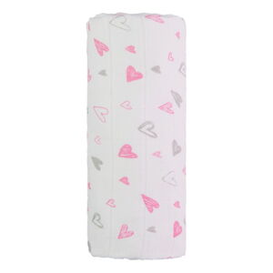 Bawełniany dziecięcy ręcznik T-TOMI Tetra Pink Hearts, 120x120 cm