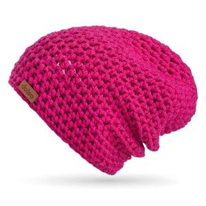 Różowa szydełkowa czapka z wełny merynosa DOKE