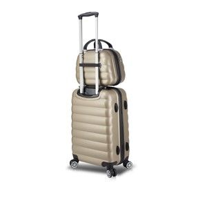Zestaw złotej walizki na kółkach z USB i walizki podręcznej My Valice RESSNO MU & Cabin