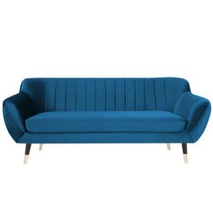 Niebieska sofa 2-osobowa z czarnymi nogami Mazzini Sofas Benito