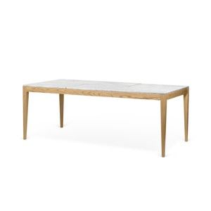 Stół z litego drewna dębowego z marmurowym blatem TemaHome Utile
