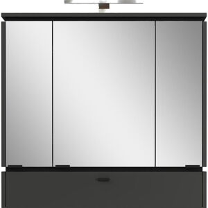 Antracytowa szafka łazienkowa z lustrem i oświetleniem 79x80 cm Modesto – Germania