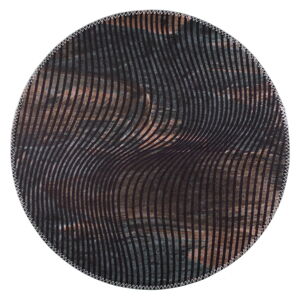Czarny okrągły dywan odpowiedni do prania ø 120 cm – Vitaus