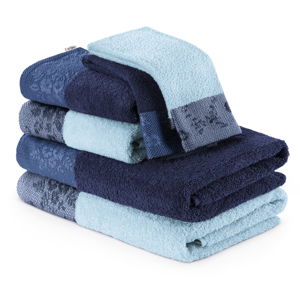 Zestaw 6 niebieskich ręczników AmeliaHome