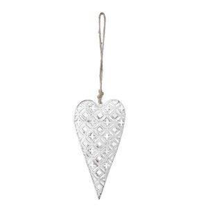 Białe wiszące serce z metalu Ego dekor Heart, wys. 14 cm