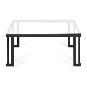 Biały szklany stół ogrodowy w czarnej ramie Calme Jardin Cannes, 60x90 cm