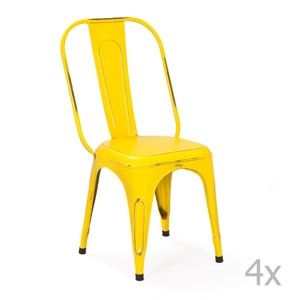Zestaw 4 żółtych krzeseł metalowych do jadalni Interlink Aix