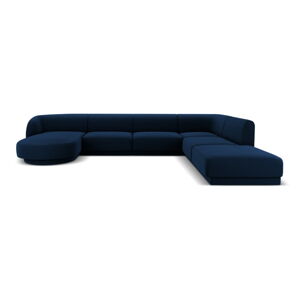 Niebieska aksamitna sofa narożna (prawy narożnik) Miley - Micadoni Home