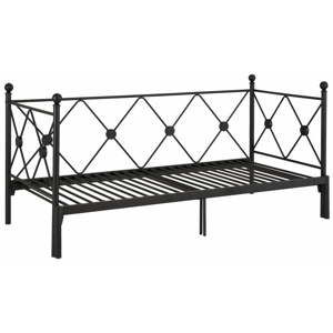 Czarne rozkładane łóżko jednoosobowe Støraa Johnson, 90/180x200 cm