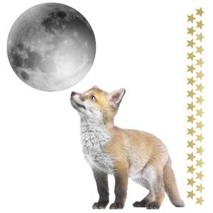 Komplet naklejek ściennych Dekornik Little Fox And His Friend The Moon