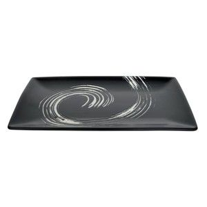 Czarny talerz prostokątny Tokyo Design Studio Maru, 27x16,5 cm