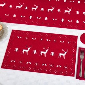 Zestaw 4 czerwonych mat stołowych Neviti Reindeer