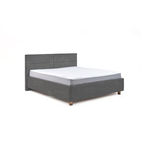 Jasnoszare dwuosobowe łóżko ze schowkiem DlaSpania Grace, 160x200 cm