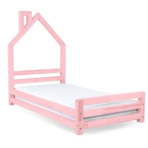 Różowe łóżko dziecięce z drewna świerkowego Benlemi Wally, 80x180 cm