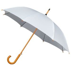 Biały parasol z drewnianą rączką Ambiance Wooden, ⌀ 102 cm