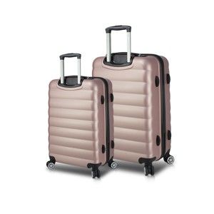 Zestaw 2 różowych walizek na kółkach z USB My Valice RESSNO Large & Medium
