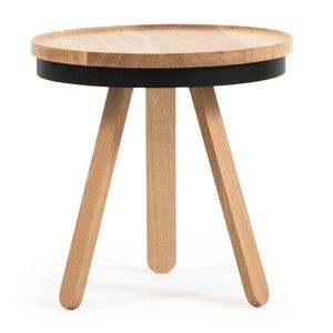 Drewniany stolik z czarnym blatem i tacą Woodendot Batea S