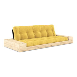 Żółta sztruksowa rozkładana sofa 244 cm Base – Karup Design