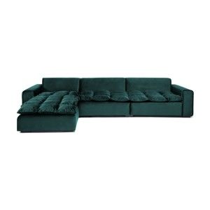 Ciemnozielona lewostronna 3-osobowa sofa narożna Vivonita Cloud Petrol Green