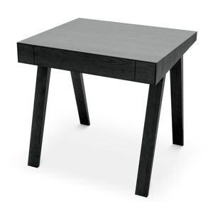 Czarny stół z nogami z drewna jesionowego EMKO, 80x70 cm