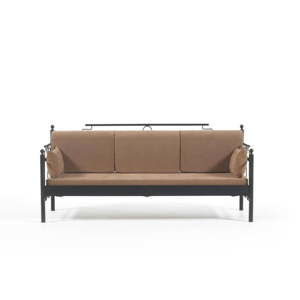 Brązowa 3-osobowa sofa ogrodowa Halkus, 76x209 cm