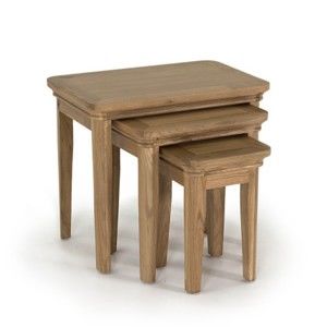Zestaw 3 stołków z drewna dębowego VIDA Living Carmen