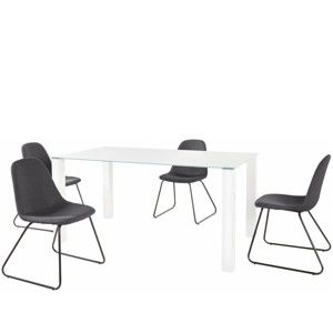 Komplet białego stołu i 4 antracytowych krzeseł Støraa Dante Colombo Duro