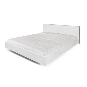 Białe łóżko z brązowymi krawędziami TemaHome Float, 160x200 cm