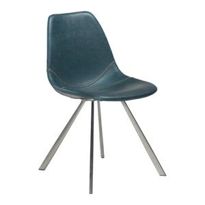 Niebieskie krzesło ze stalowymi nogami DAN–FORM Pitch