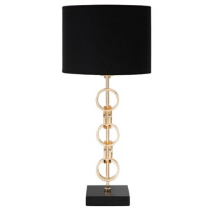Lampa stołowa w kolorze czarno-złotym Mauro Ferretti Glam Rings, wysokość 54,5 cm