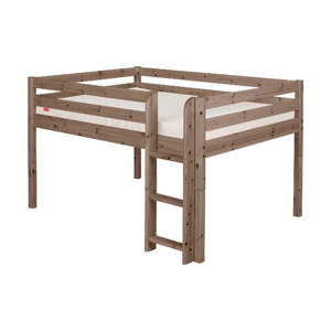 Brązowe wysokie łóżko dziecięce dla 2 osób z drewna sosnowego Flexa Classic, 140x200 cm