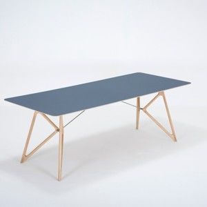 Stół z litego drewna dębowego z granatowym blatem Gazzda Tink, 220x90 cm