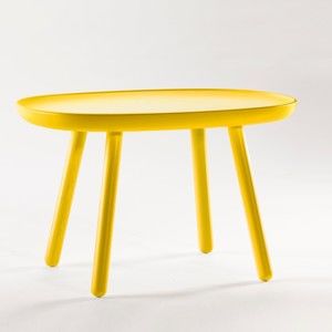 Żółty stolik z litego drewna EMKO Naïve Medium