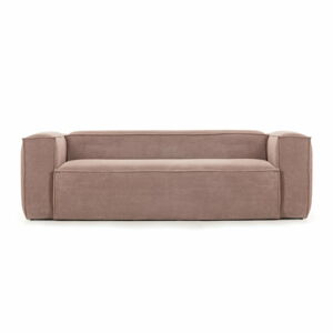 Różowa sztruksowa sofa Kave Home Blok, 210 cm