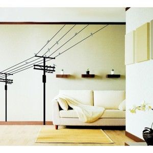 Naklejka Birds on electric pole, 140 cm