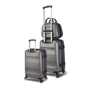 Zestaw 2 szarych walizek na kółkach z USB i walizki podręcznej My Valice LASSO Cab Med & MU