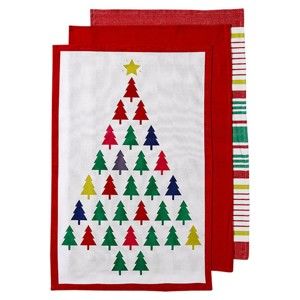 Zestaw 3 ścierek z motywem świątecznym Ladelle Bright Christmas Tree, 70x45 cm