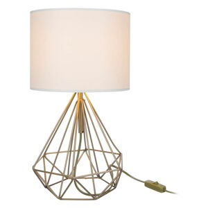 Kremowa/złota lampa stołowa z tekstylnym kloszem (wysokość 46,5 cm) Pena – Squid Lighting