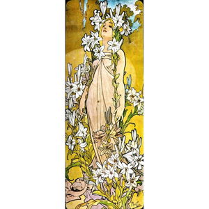Reprodukcja obrazu Alfons Mucha - The Flowers Lily, 30x80 cm