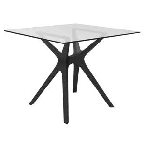 Stół z czarnymi nogami i szkalnym blatem odpowiedni na zewnątrz Resol Vela, 90x90 cm
