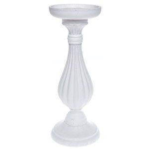 Biały świecznik drewniany Ewax Rusto, wys.28 cm