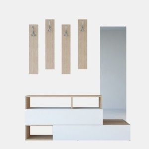 Drewniany zestaw szafki i wieszaków Charles Brown, szer. 137 cm