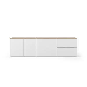 Matowa biała szafka pod TV z czarnymi nogami TemaHome Join, 200x57 cm