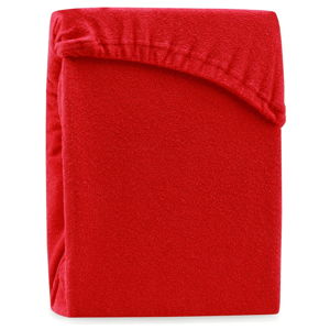 Czerwone elastyczne prześcieradło dwuosobowe AmeliaHome Ruby Siesta, 200-220x200 cm