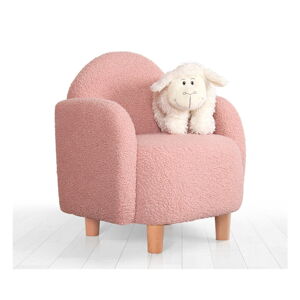 Różowy fotel dziecięcy z materiału bouclé Moylo – Balcab Home