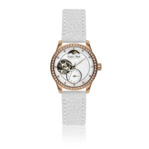 Damski zegarek z białym paskiem ze skóry naturalnej Walter Bach Union