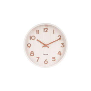 Biały zegar ścienny z drewna lipy Karlsson Pure Small, ø 22 cm
