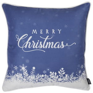 Niebieska poszewka na poduszkę ze świątecznym motywem Apolena Honey Merry Christmas, 45x45 cm
