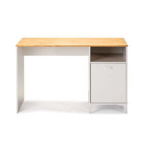 Białe biurko z brązowym blatem Marckeric Zack
